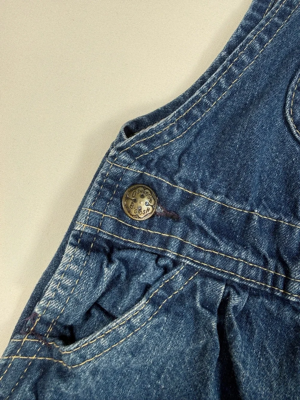VINTAGE OSHKOSH BGOSH Baby Denim Overalls 6-9M 90s Americana Farmcore Classic